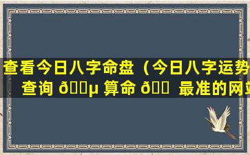 查看今日八字命盘（今日八字运势查询 🐵 算命 🐠 最准的网站）